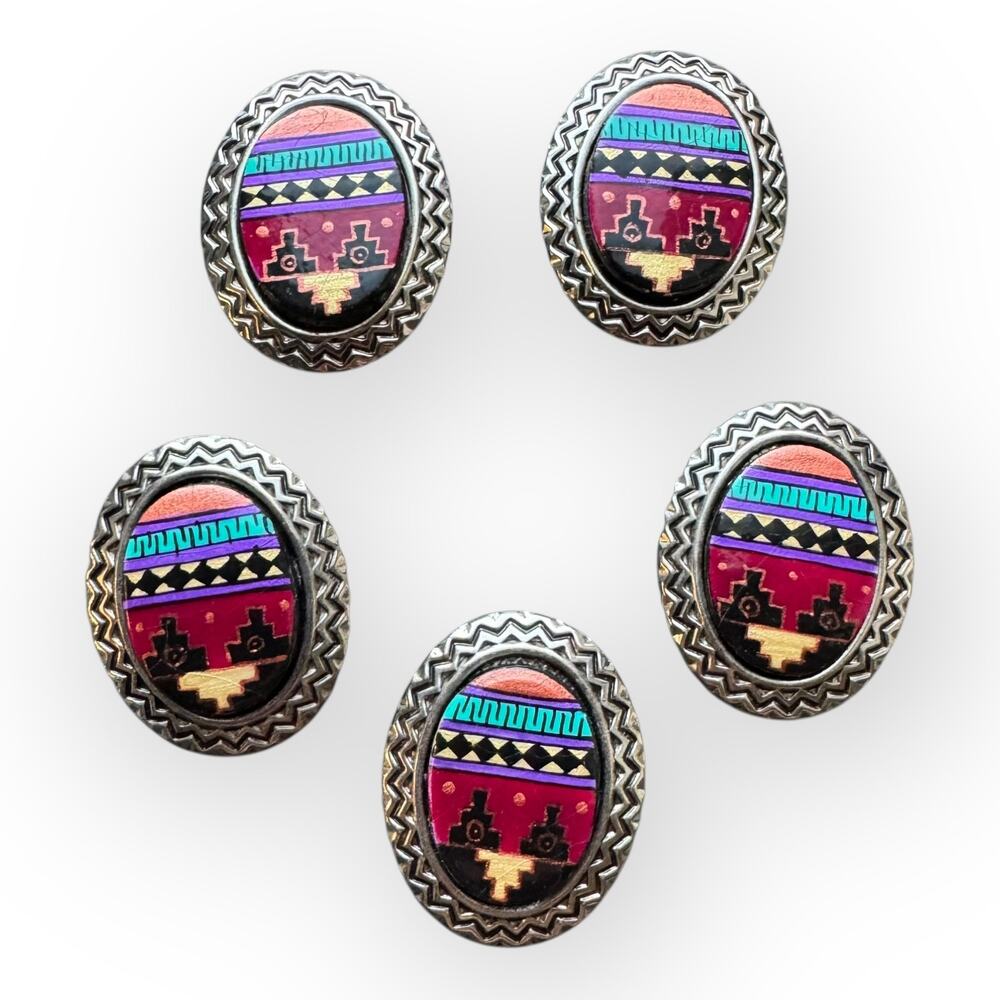 Vintage Western Concho‎ Button Covers With Southwestern Pattern